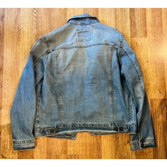 Men's Trucker Denim Jacket - Goodfellow & Co Blue L Denim Fall Coat - Picture 5 of 9